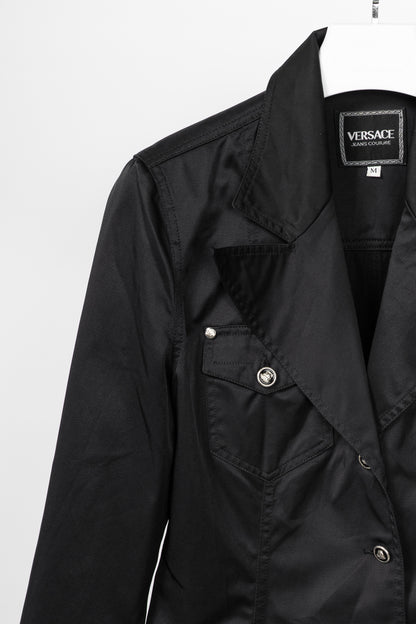 Versace Jeans Couture Black Cotton & Nylon Twill Utility Blazer