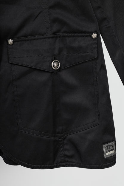 Versace Jeans Couture Black Cotton & Nylon Twill Utility Blazer