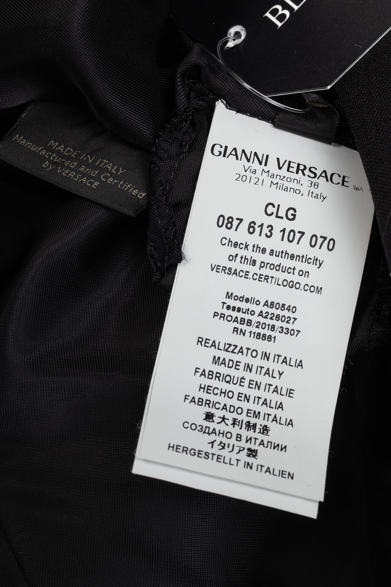 Versace AW/18 Black Wool Greek Key Logo Trim Blazer