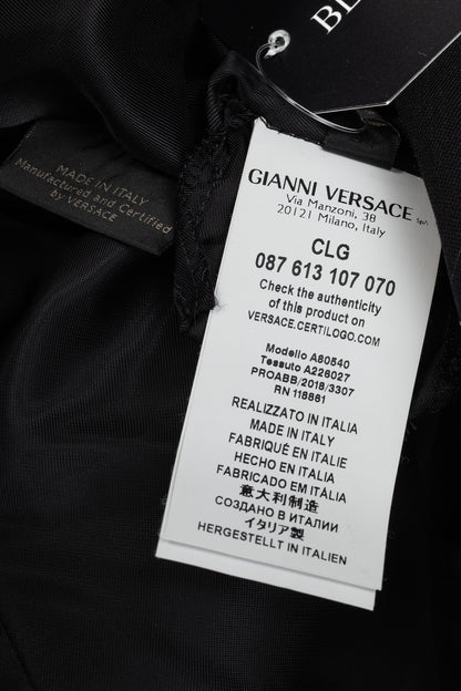 Versace AW/18 Black Wool Greek Key Logo Trim Blazer