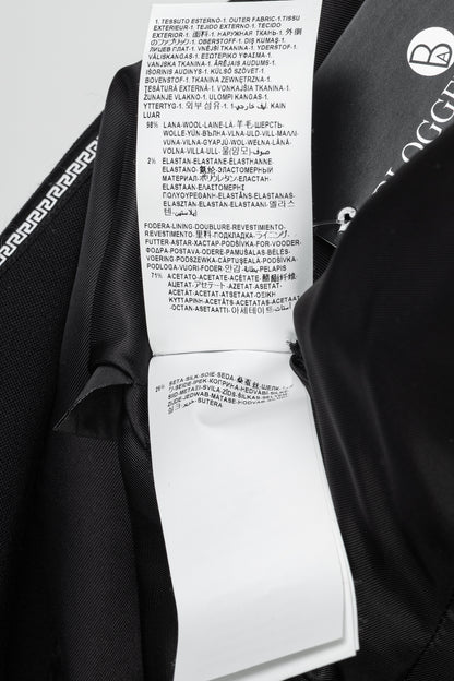 Versace AW/18 Black Wool Greek Key Logo Trim Blazer
