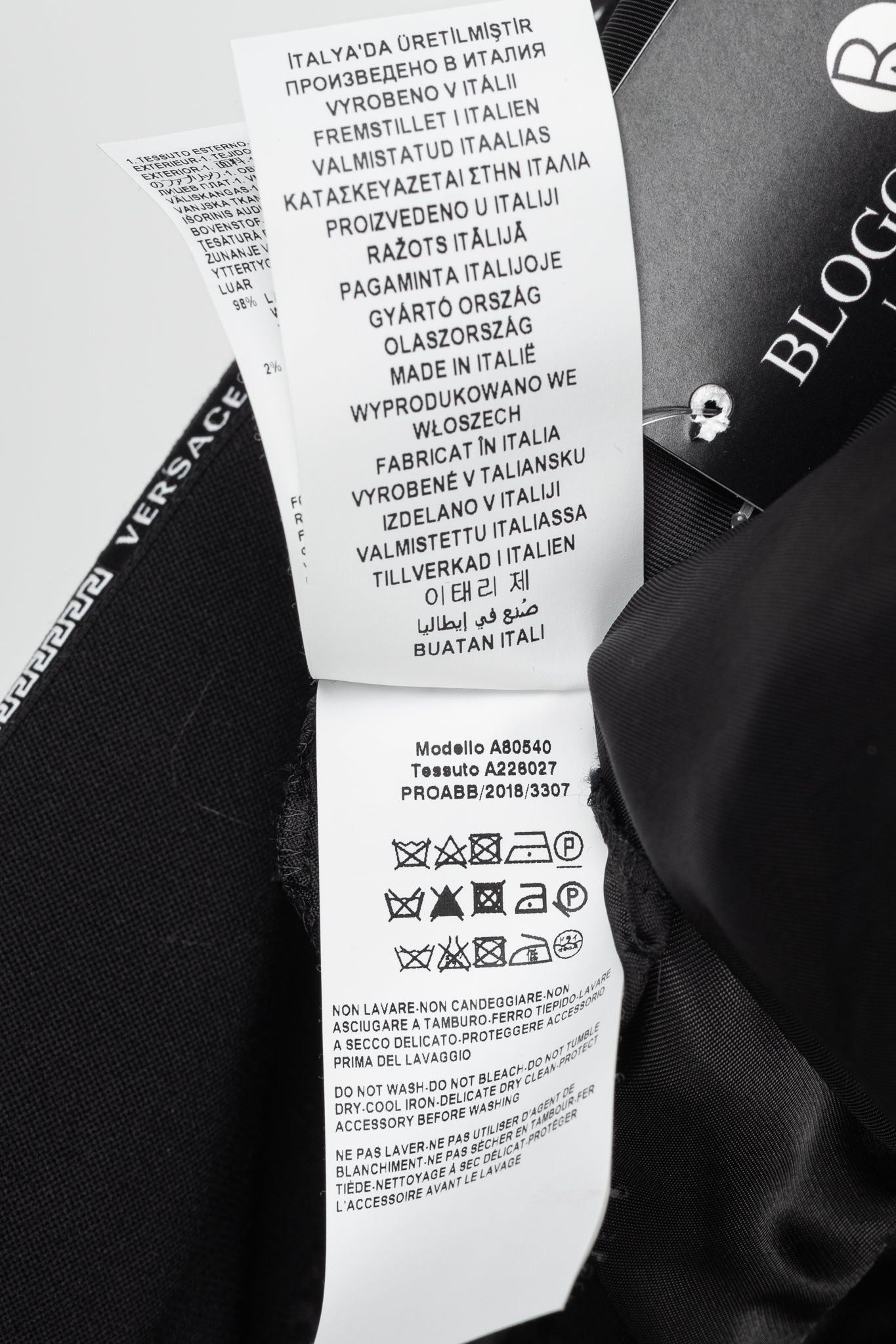Versace AW/18 Black Wool Greek Key Logo Trim Blazer
