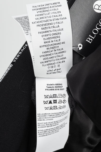 Versace AW/18 Black Wool Greek Key Logo Trim Blazer