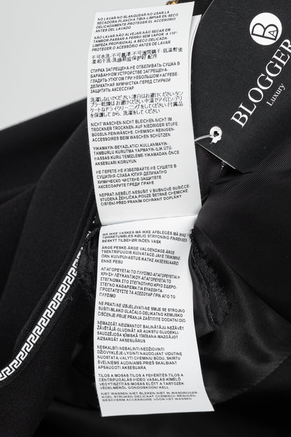 Versace AW/18 Black Wool Greek Key Logo Trim Blazer
