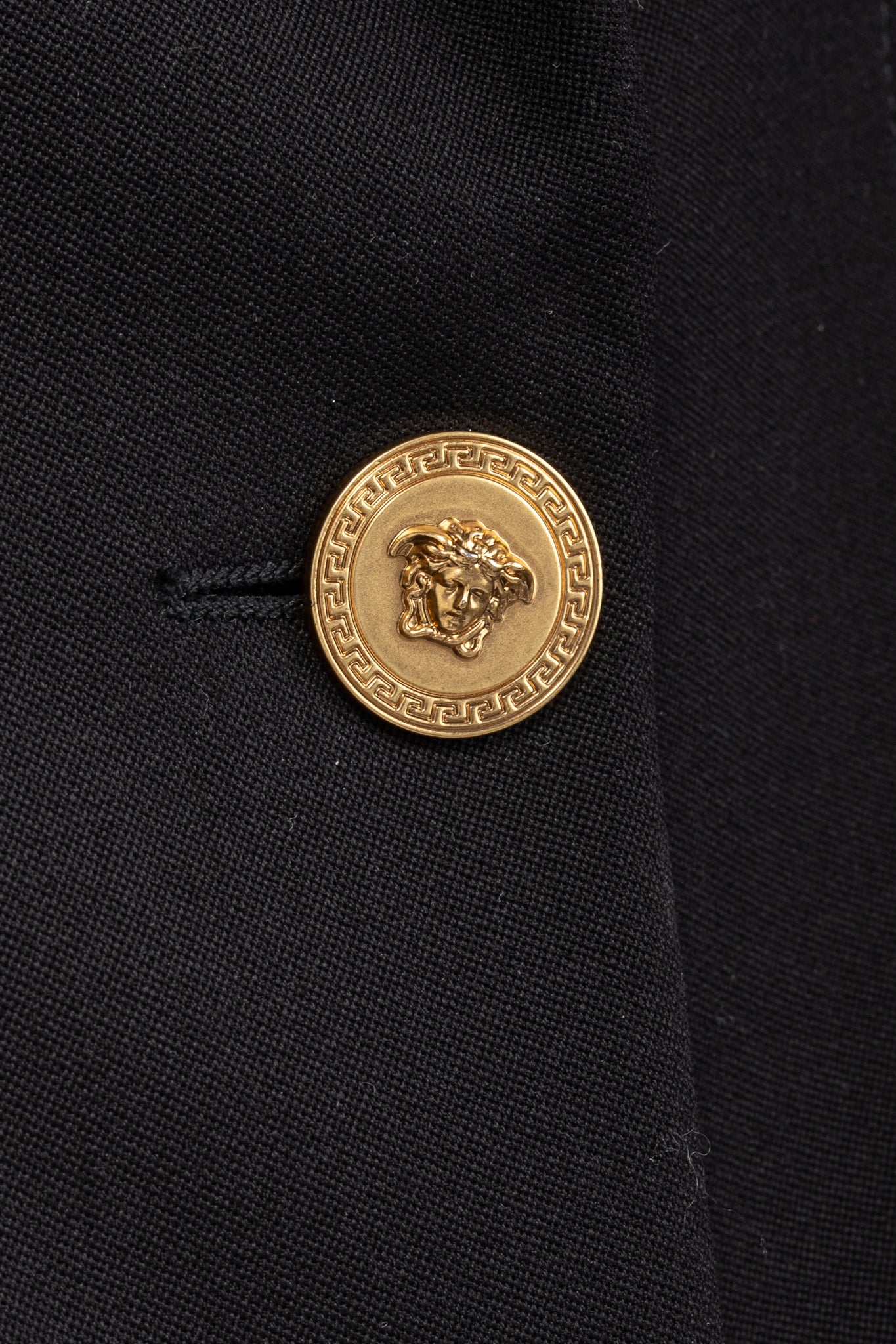 Versace AW/18 Black Wool Greek Key Logo Trim Blazer