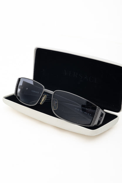 Versace VE2021 Black & Gunmetal Greca Medusa-Temple Sunglasses