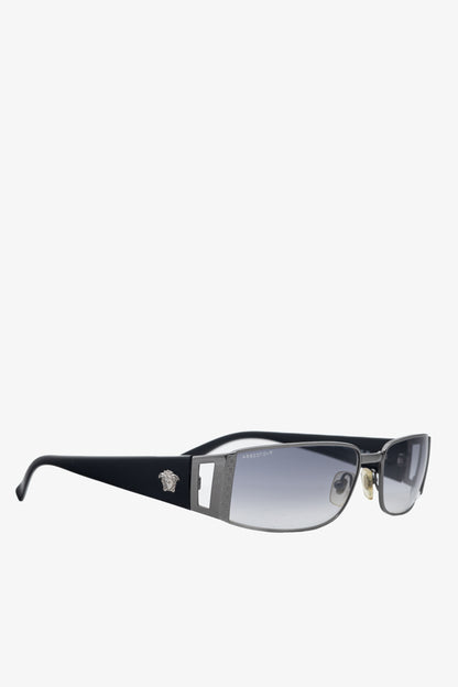 Versace VE2021 Black & Gunmetal Greca Medusa-Temple Sunglasses