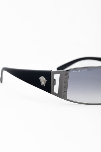 Versace VE2021 Black & Gunmetal Greca Medusa-Temple Sunglasses