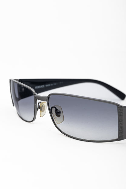 Versace VE2021 Black & Gunmetal Greca Medusa-Temple Sunglasses