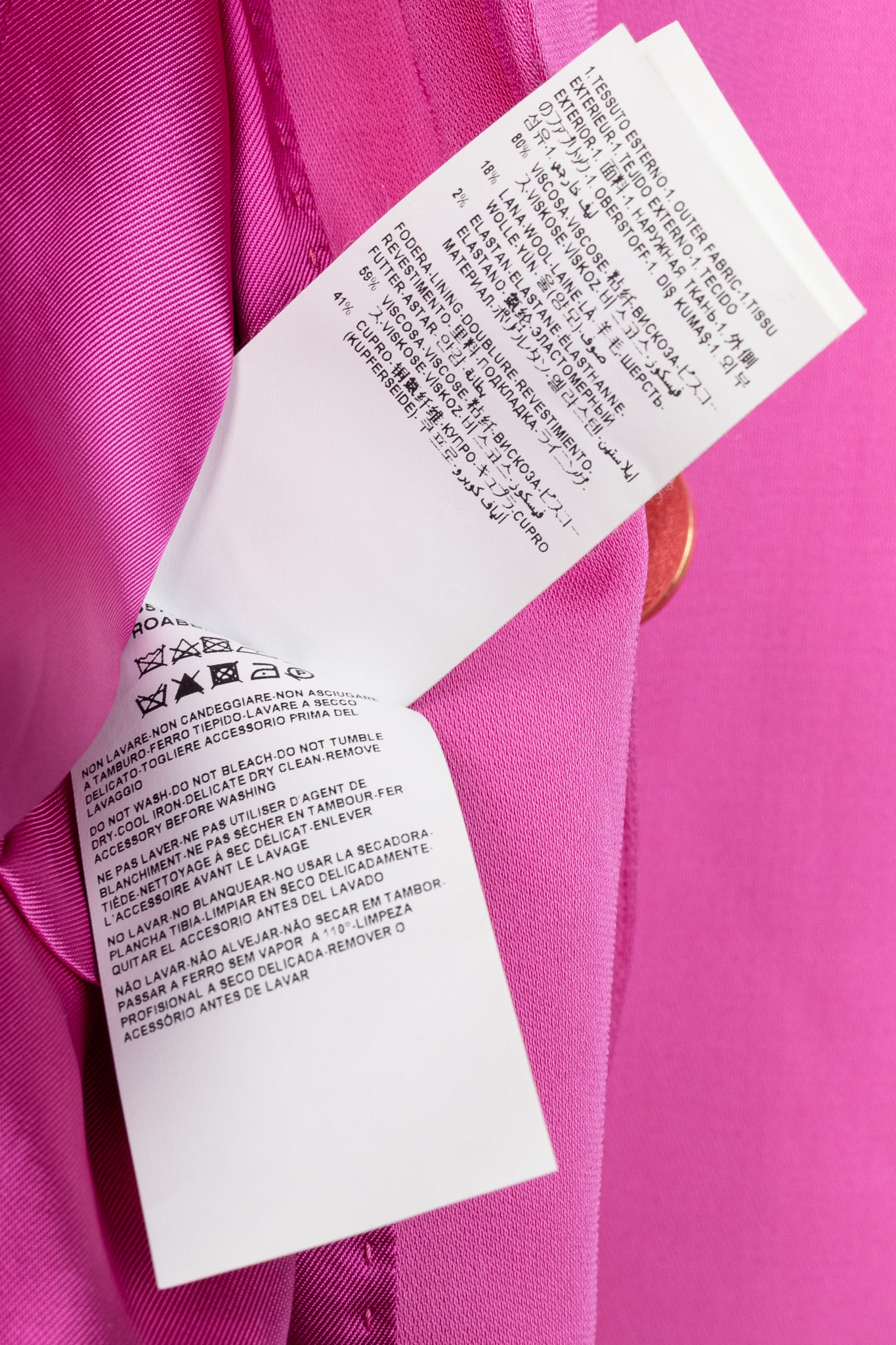 Versace SS/20 Fuchsia Satin Safety Pin Detail Blazer