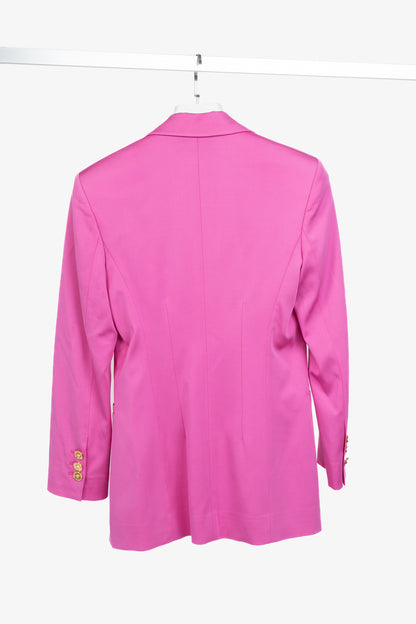 Versace SS/20 Fuchsia Satin Safety Pin Detail Blazer