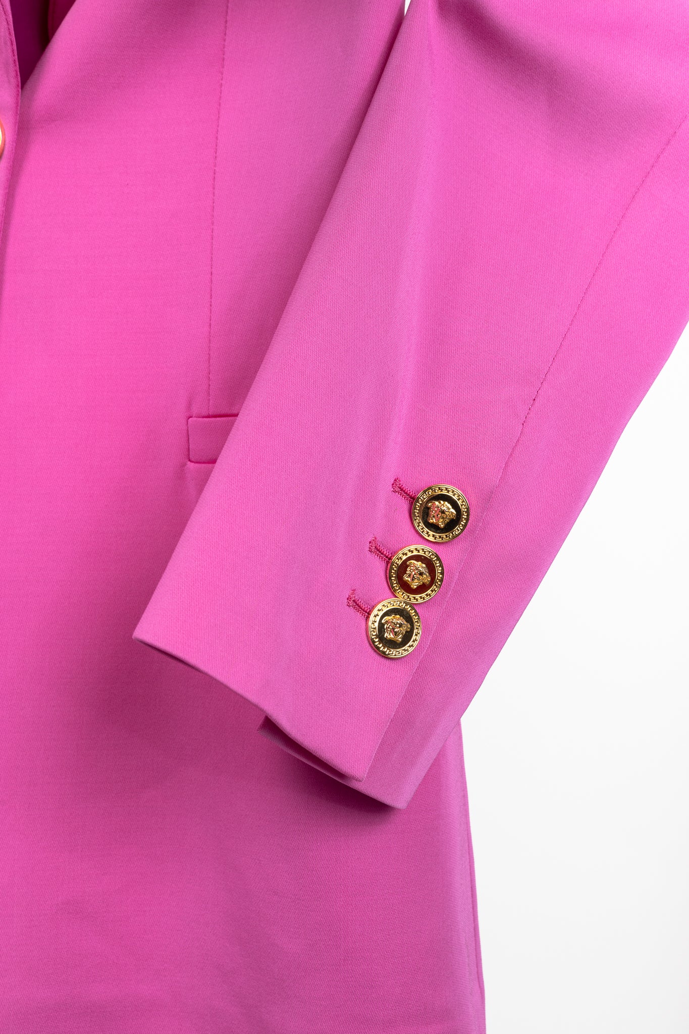 Versace SS/20 Fuchsia Satin Safety Pin Detail Blazer
