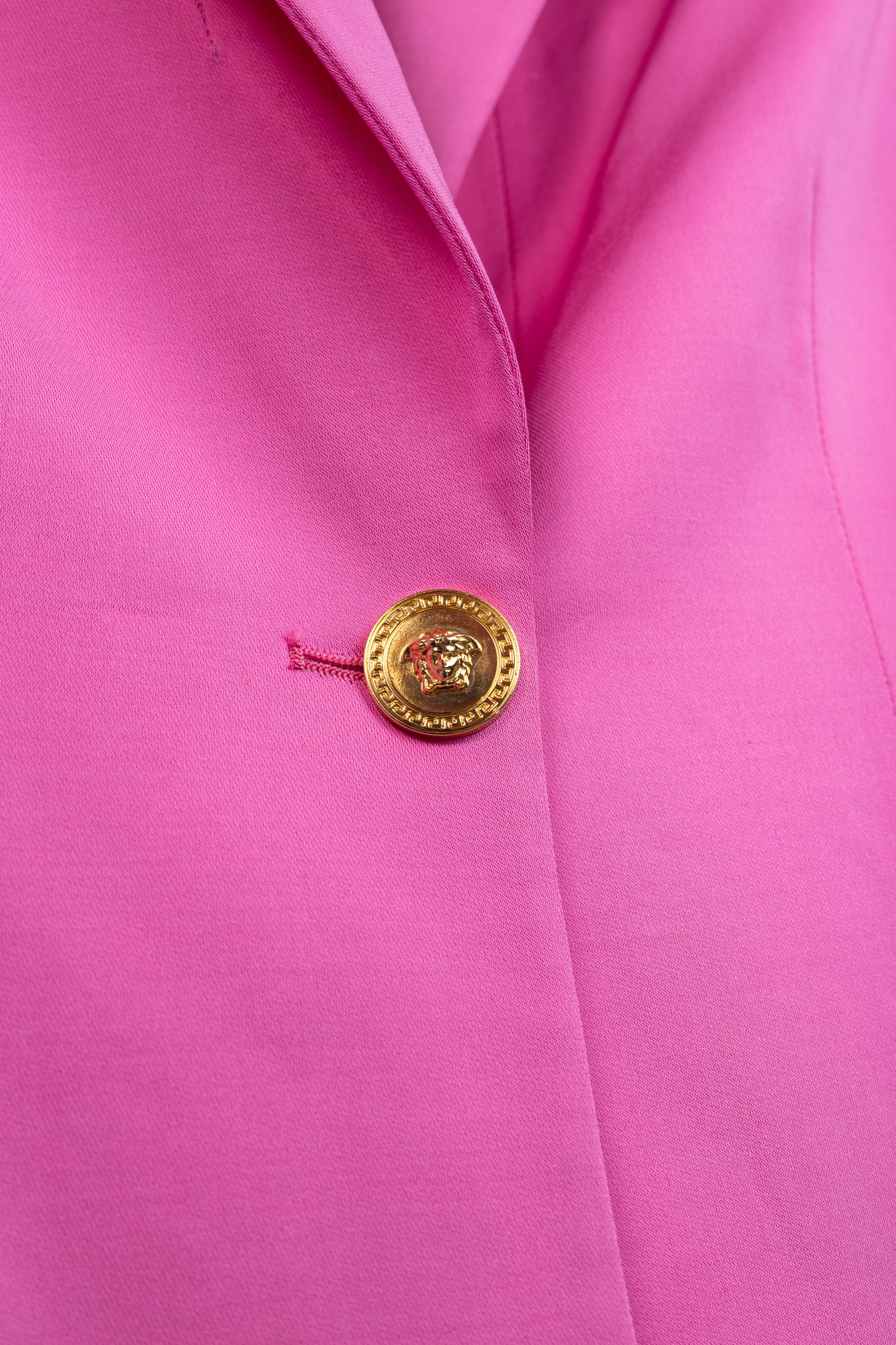 Versace SS/20 Fuchsia Satin Safety Pin Detail Blazer