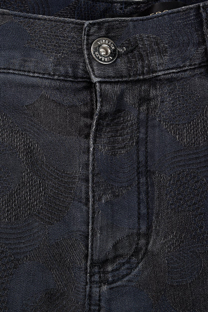Versace Cody Navy & Black Jacquard Slim-Fit Jeans