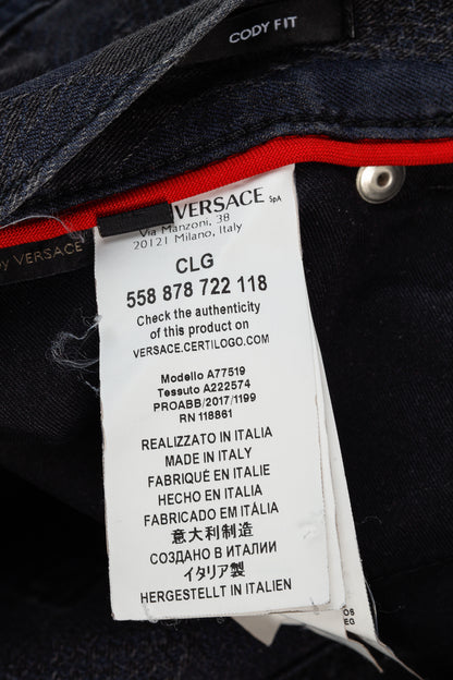Versace Cody Navy & Black Jacquard Slim-Fit Jeans