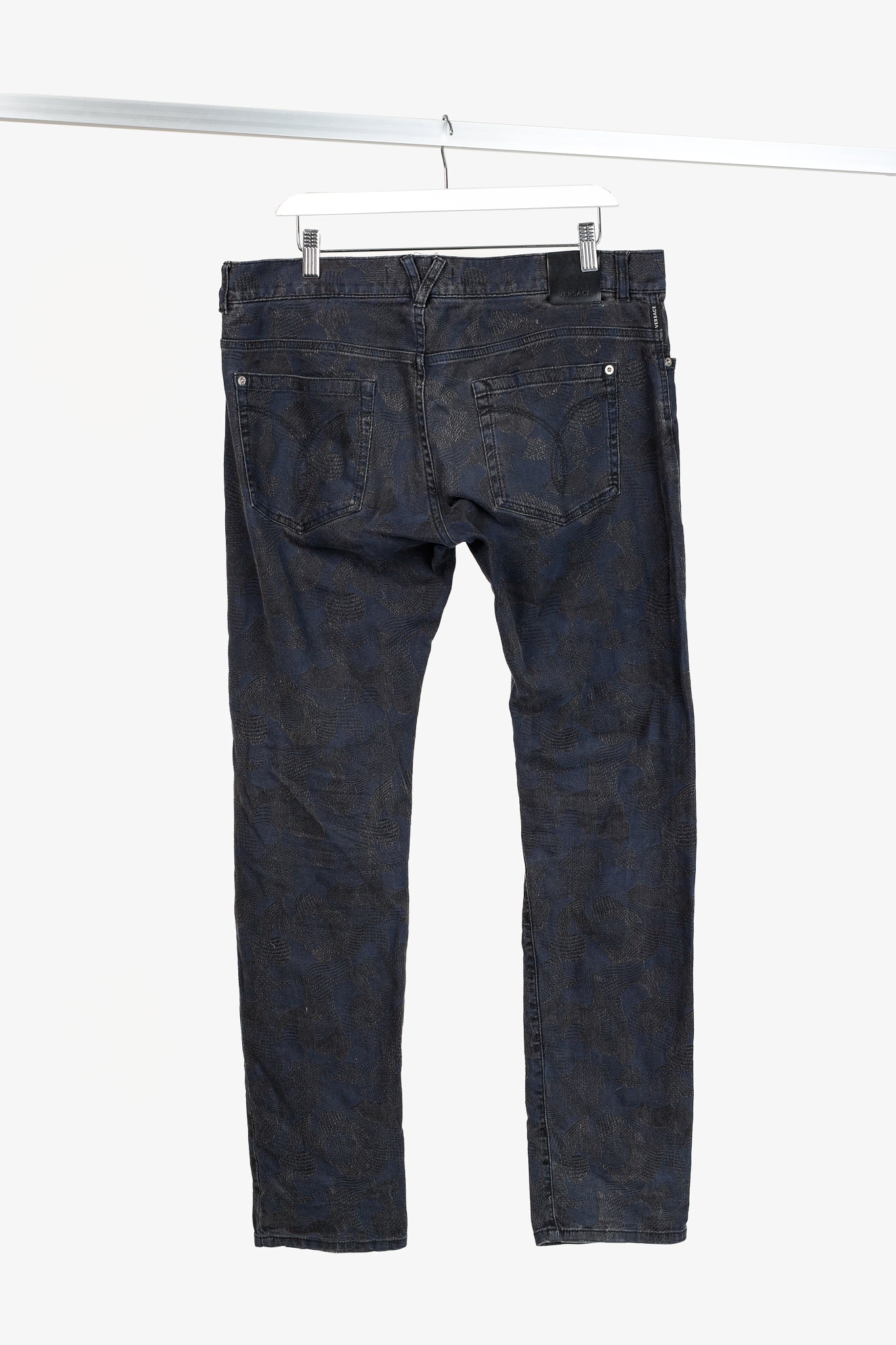 Versace Cody Navy & Black Jacquard Slim-Fit Jeans