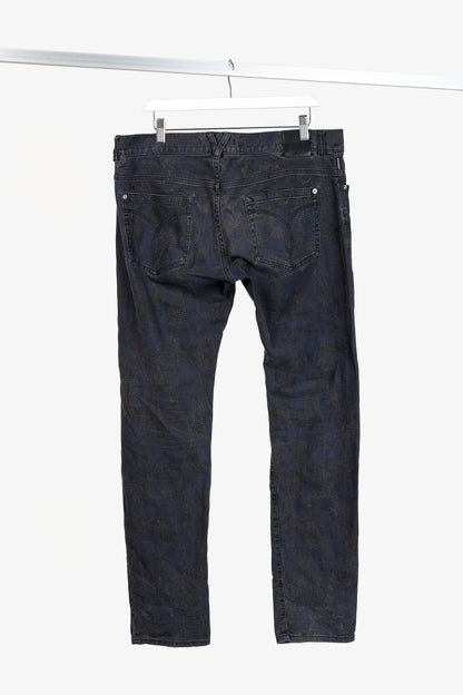 Versace Cody Navy & Black Jacquard Slim-Fit Jeans