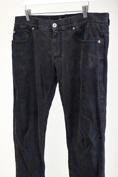 Versace Cody Navy & Black Jacquard Slim-Fit Jeans