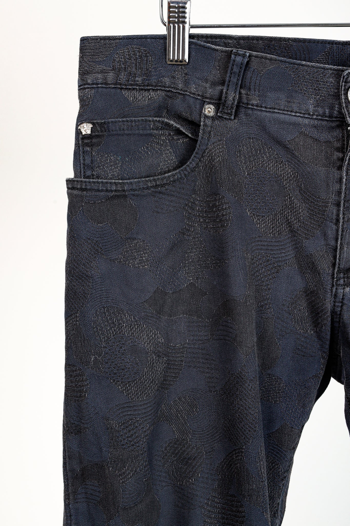 Versace Cody Navy & Black Jacquard Slim-Fit Jeans