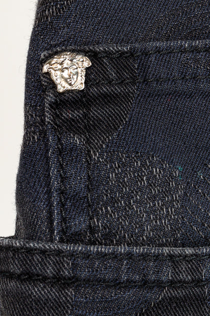 Versace Cody Navy & Black Jacquard Slim-Fit Jeans