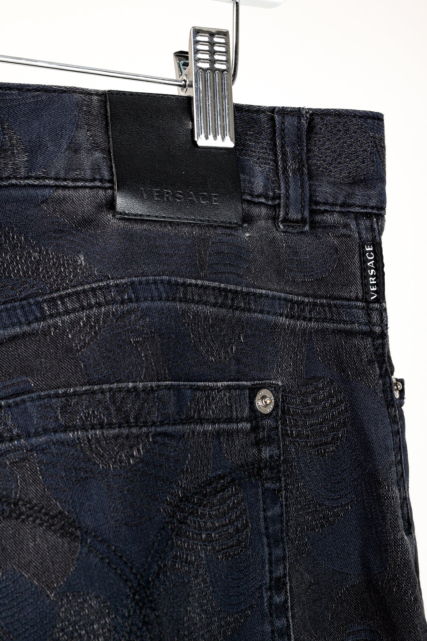 Versace Cody Navy & Black Jacquard Slim-Fit Jeans