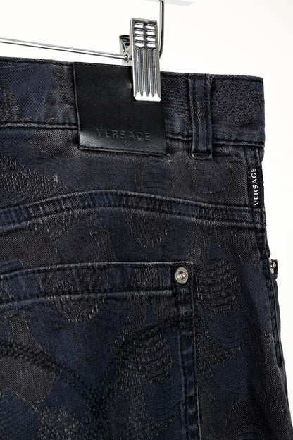 Versace Cody Navy & Black Jacquard Slim-Fit Jeans