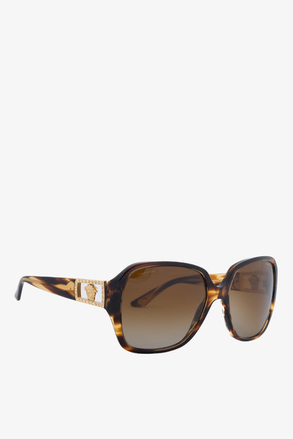 Versace VE4242B Brown Tortoiseshell Crystal-Medusa Sunglasses