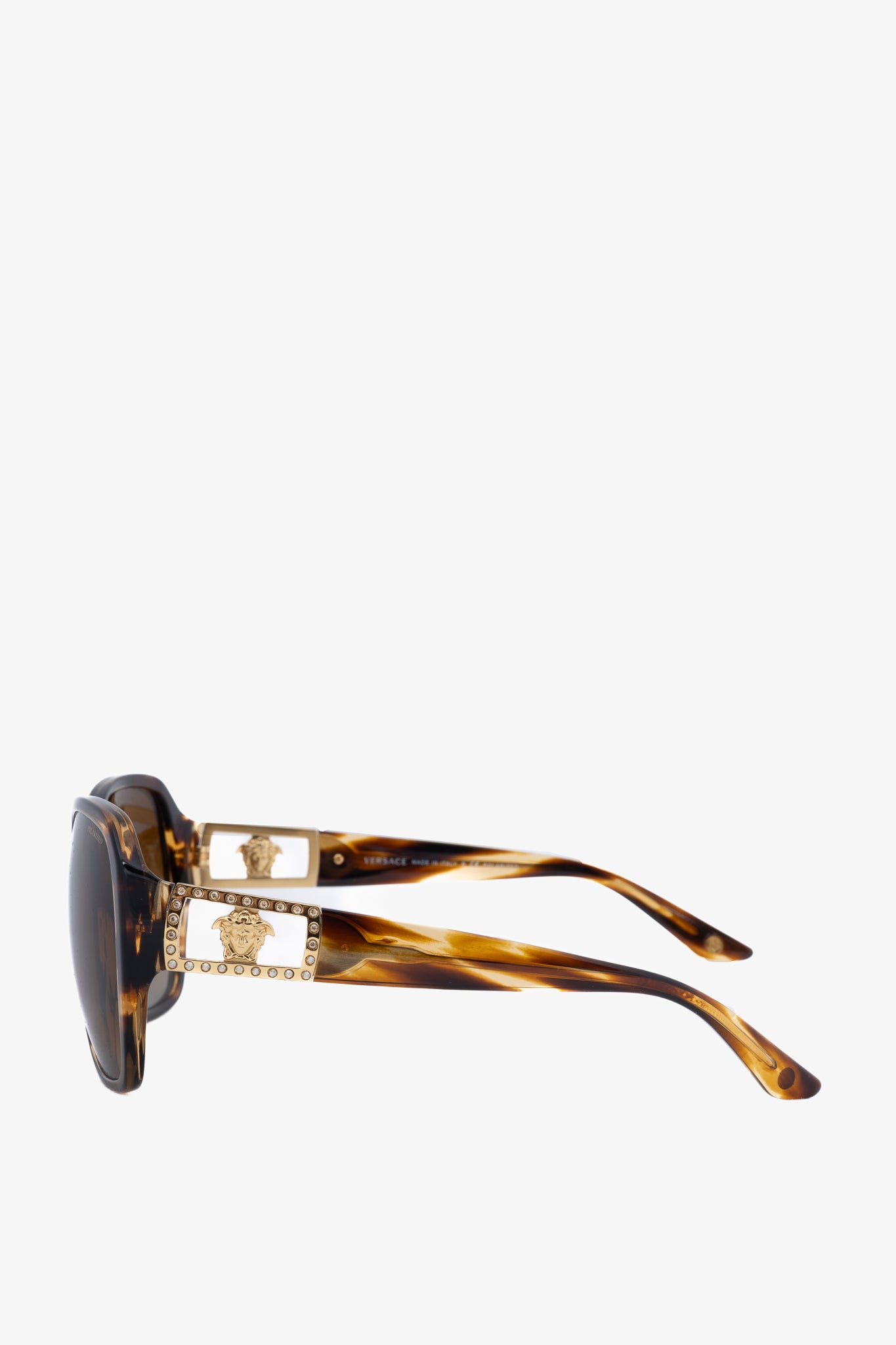 Versace VE4242B Brown Tortoiseshell Crystal-Medusa Sunglasses