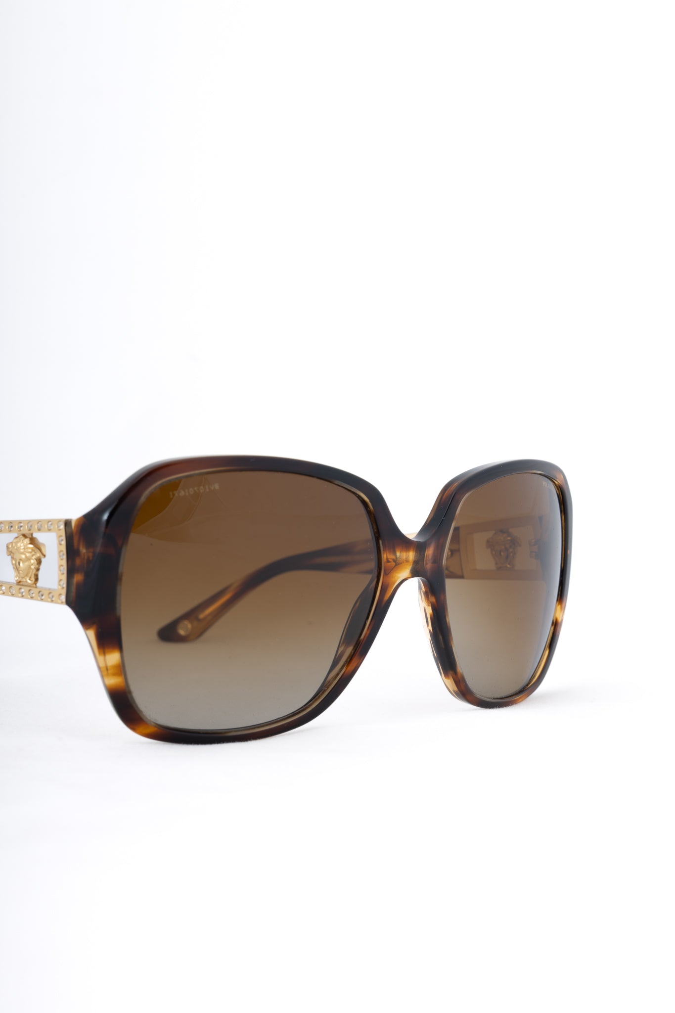 Versace VE4242B Brown Tortoiseshell Crystal-Medusa Sunglasses