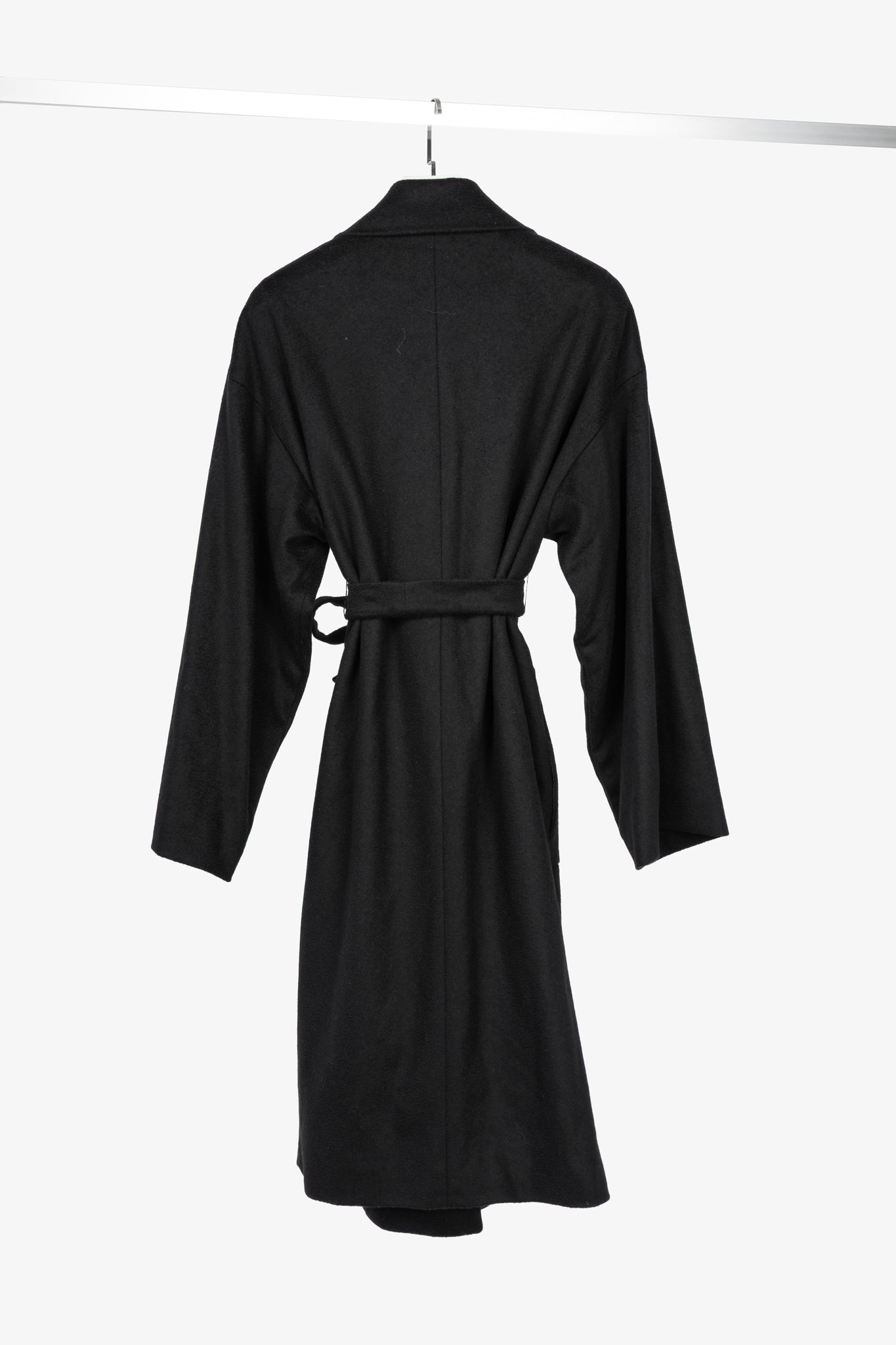 Versace Collection Black Wool Shawl-Collar Wrap Coat