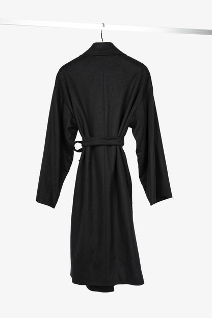 Versace Collection Black Wool Shawl-Collar Wrap Coat