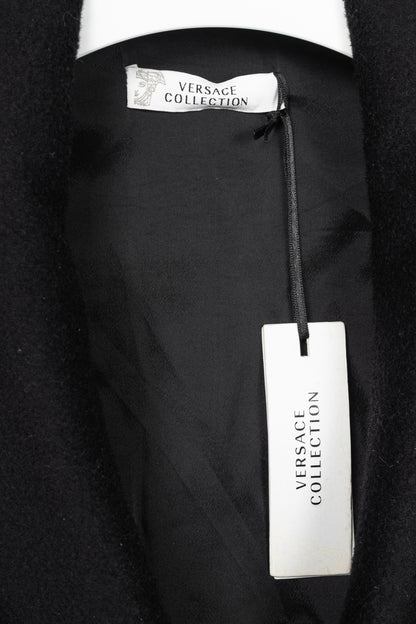 Versace Collection Black Wool Shawl-Collar Wrap Coat