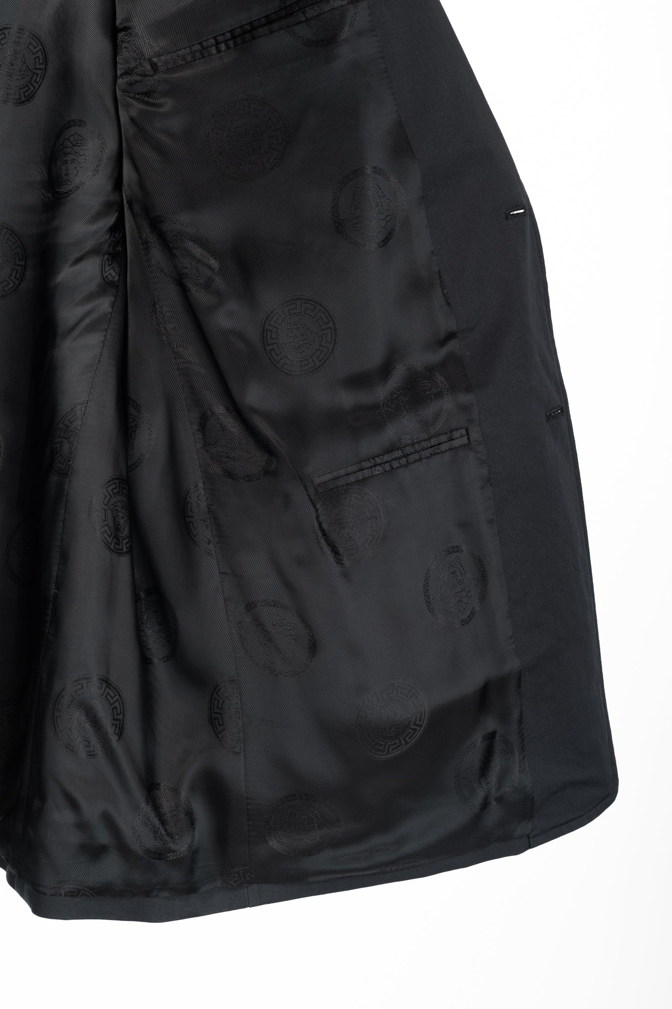 Versace Black Stretch-Cotton Leather-Trim Blazer