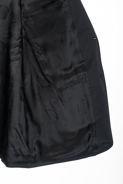 Versace Black Stretch-Cotton Leather-Trim Blazer