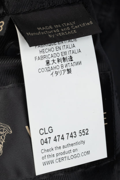 Versace Black Stretch-Cotton Leather-Trim Blazer