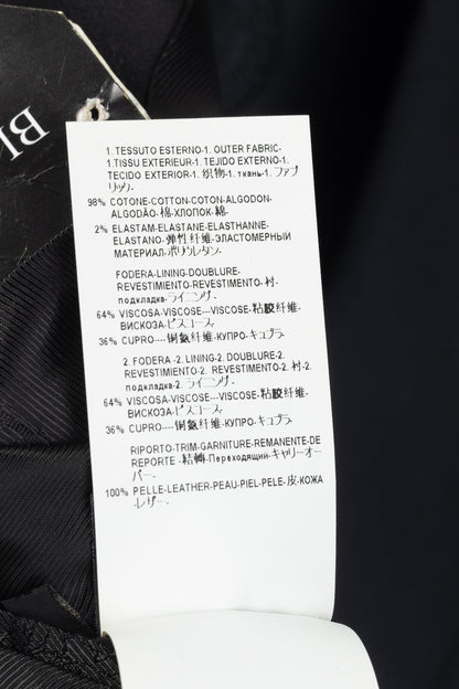 Versace Black Stretch-Cotton Leather-Trim Blazer