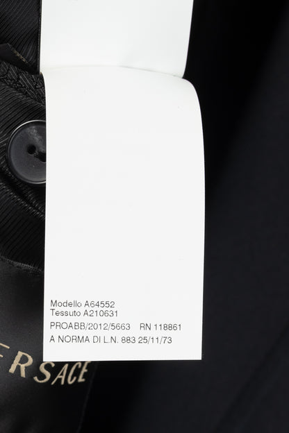 Versace Black Stretch-Cotton Leather-Trim Blazer