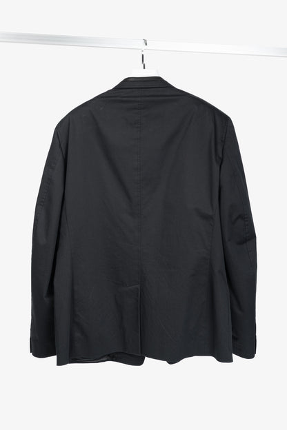 Versace Black Stretch-Cotton Leather-Trim Blazer