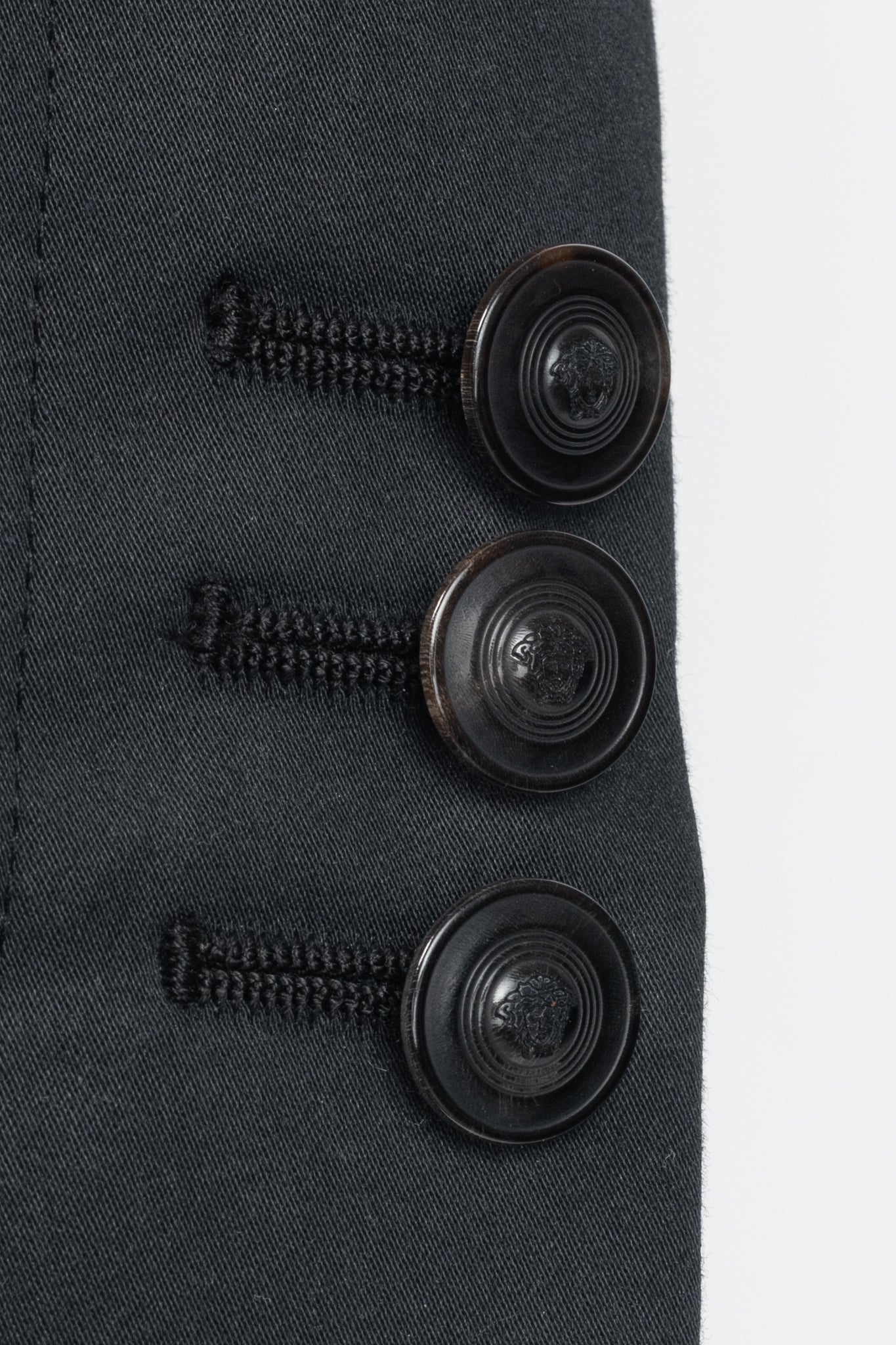 Versace Black Stretch-Cotton Leather-Trim Blazer