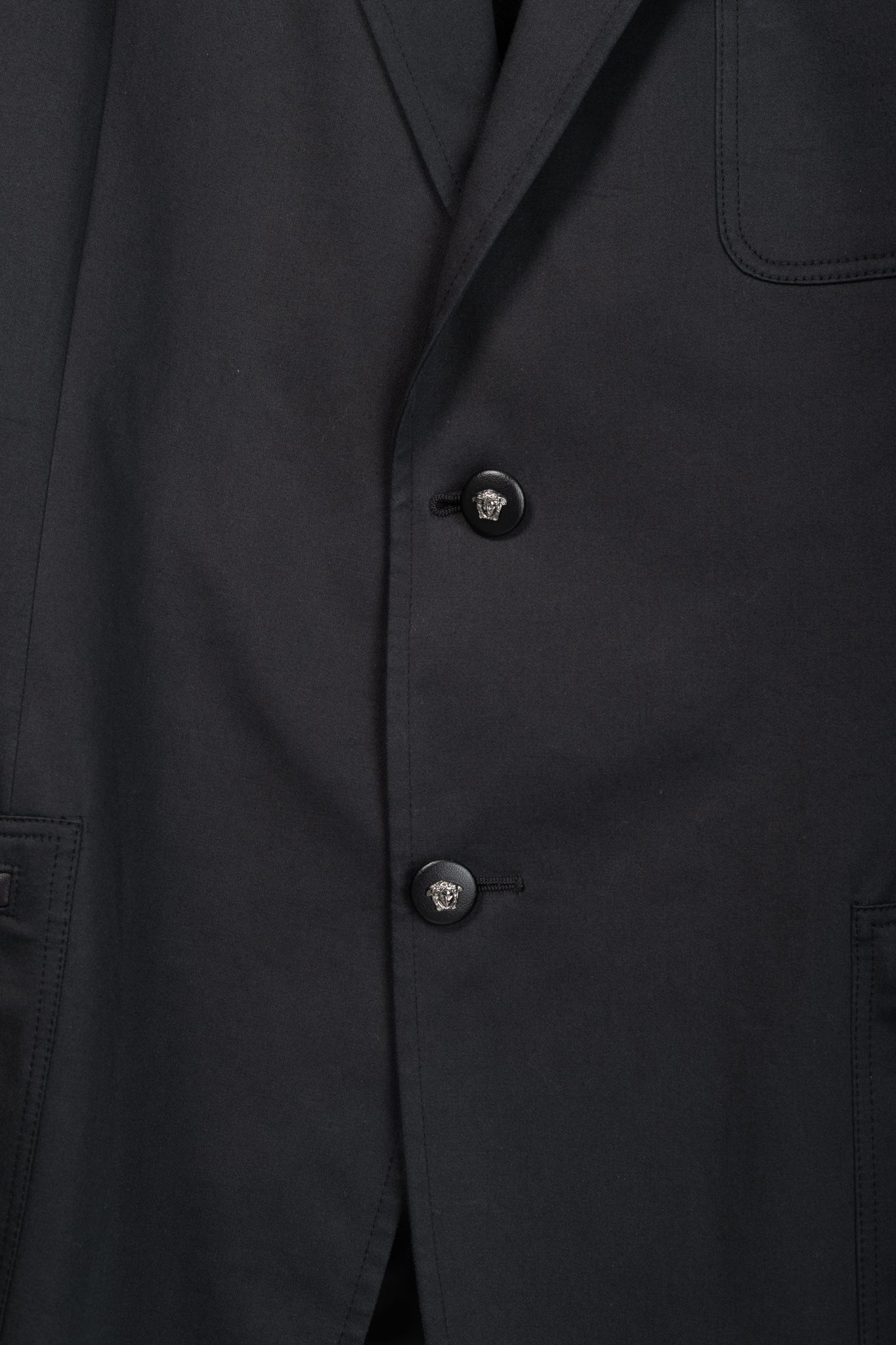 Versace Black Stretch-Cotton Leather-Trim Blazer