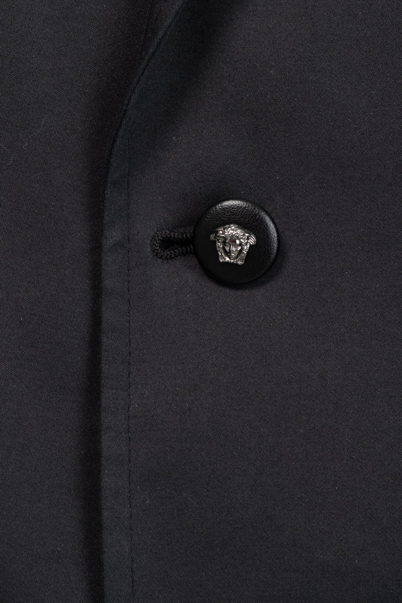 Versace Black Stretch-Cotton Leather-Trim Blazer