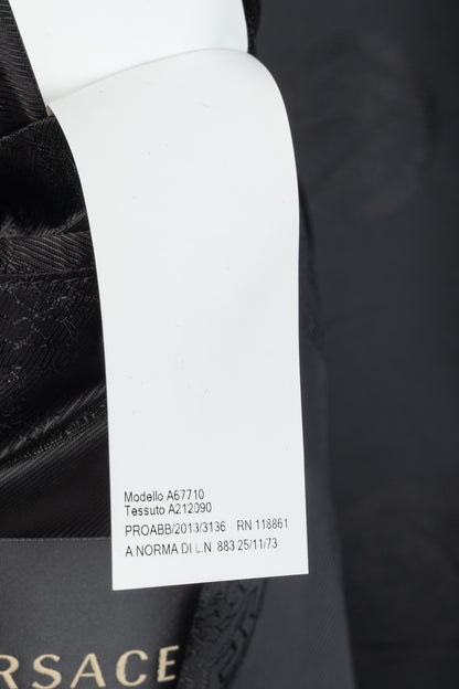 Versace Black Textured Cotton Chevron Blazer