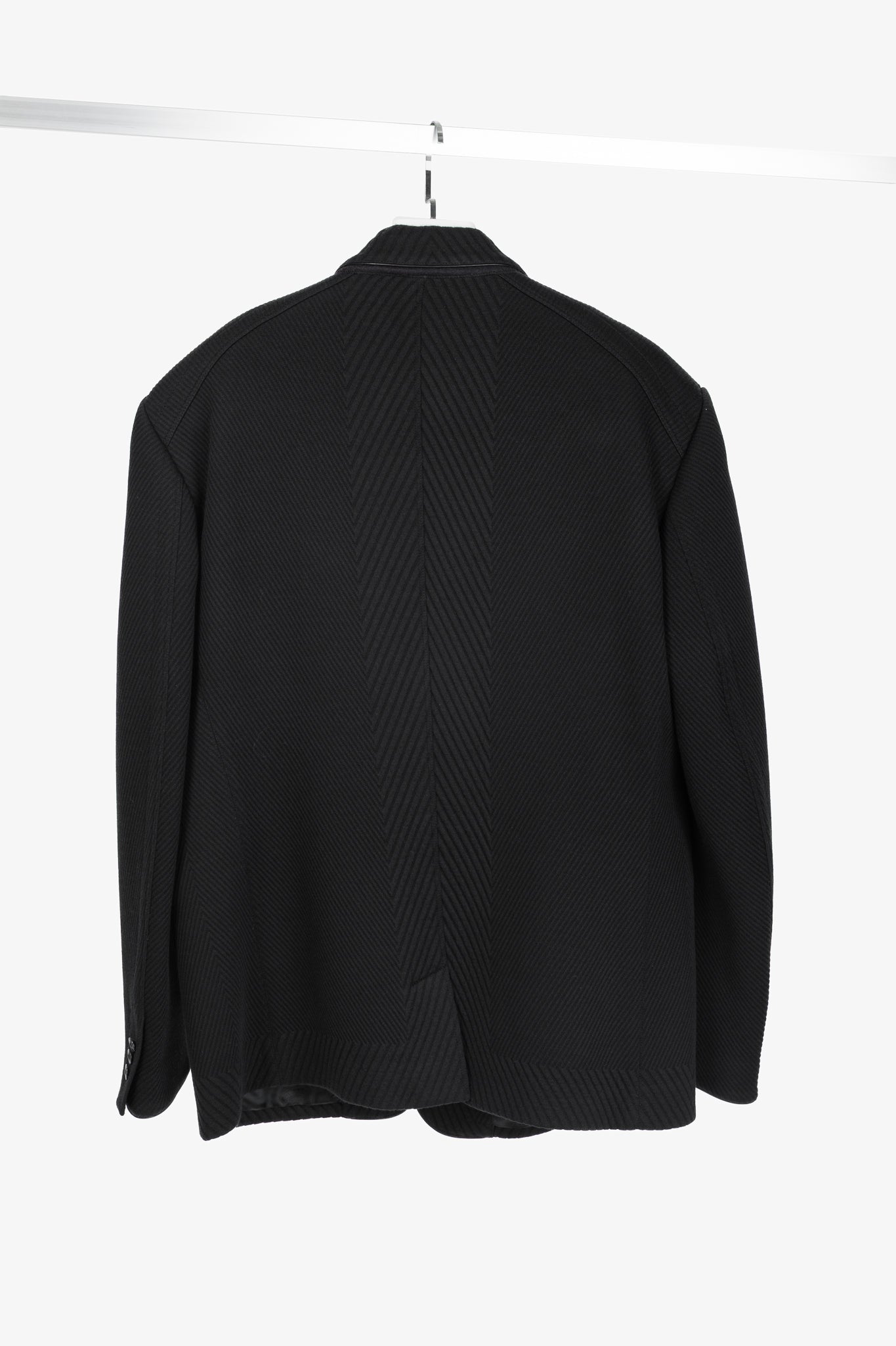 Versace Black Textured Cotton Chevron Blazer