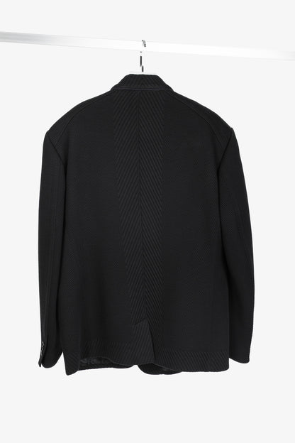 Versace Black Textured Cotton Chevron Blazer