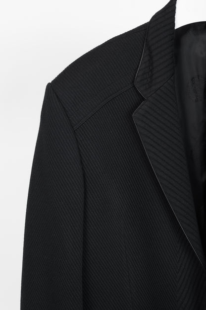 Versace Black Textured Cotton Chevron Blazer