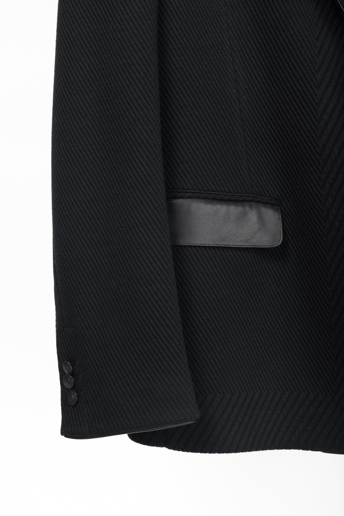 Versace Black Textured Cotton Chevron Blazer