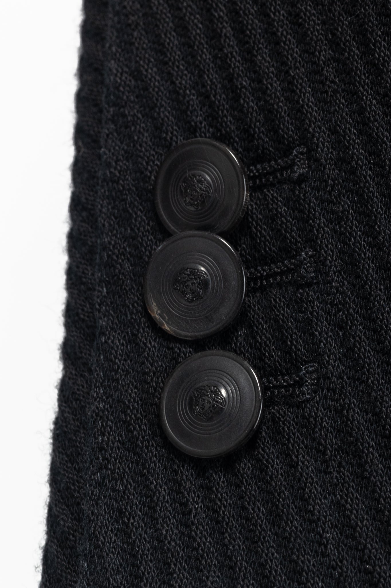 Versace Black Textured Cotton Chevron Blazer