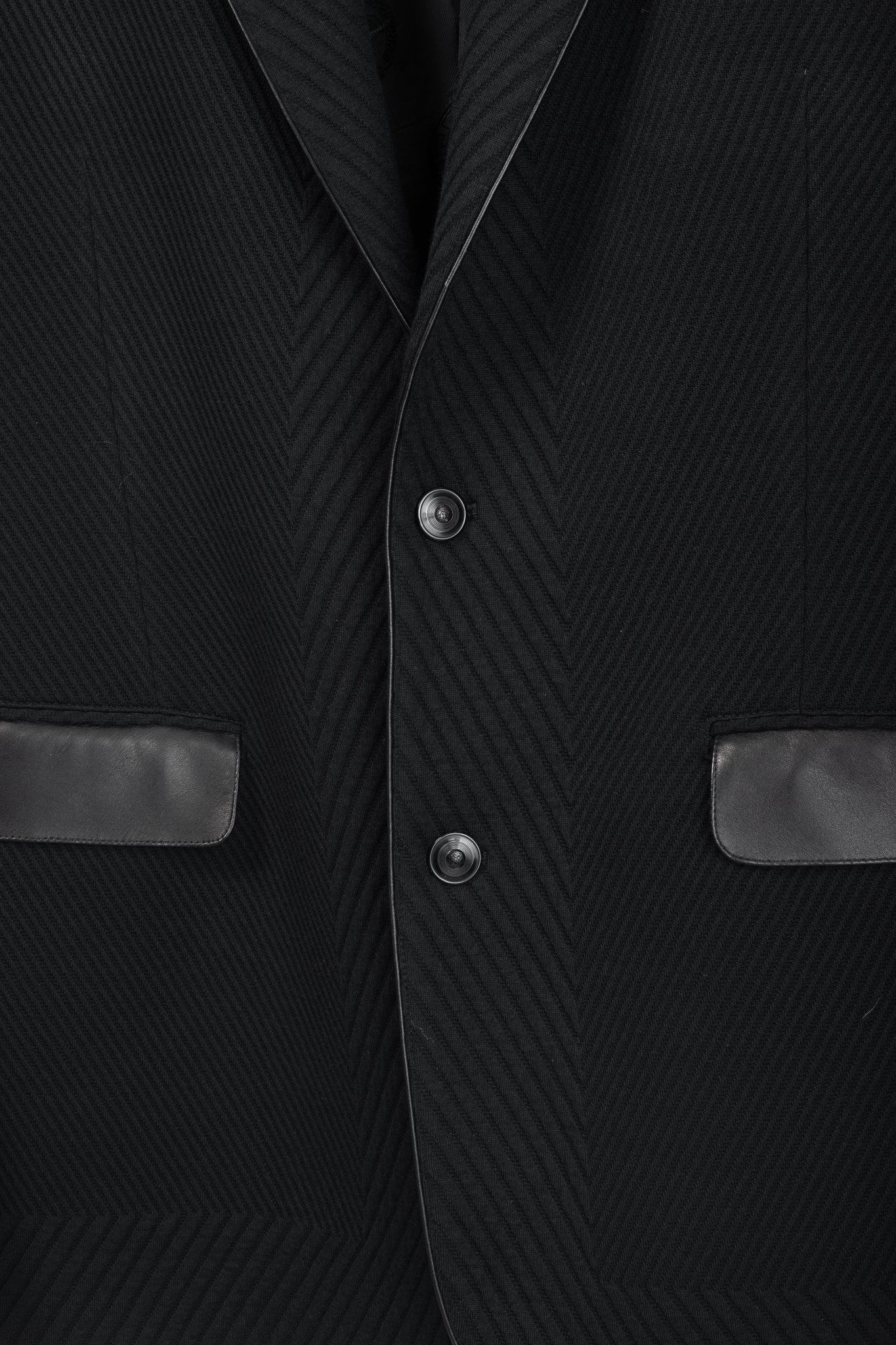 Versace Black Textured Cotton Chevron Blazer