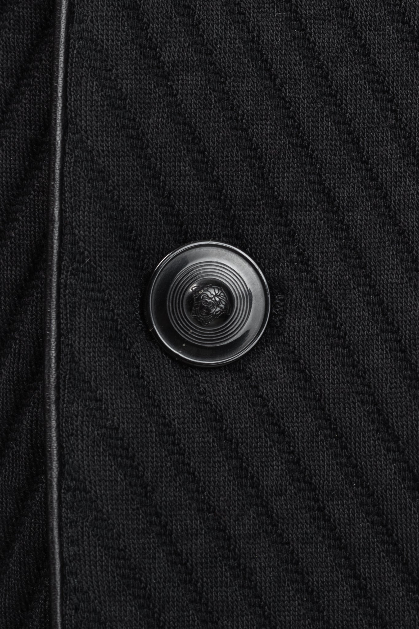 Versace Black Textured Cotton Chevron Blazer
