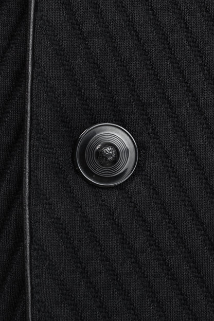 Versace Black Textured Cotton Chevron Blazer
